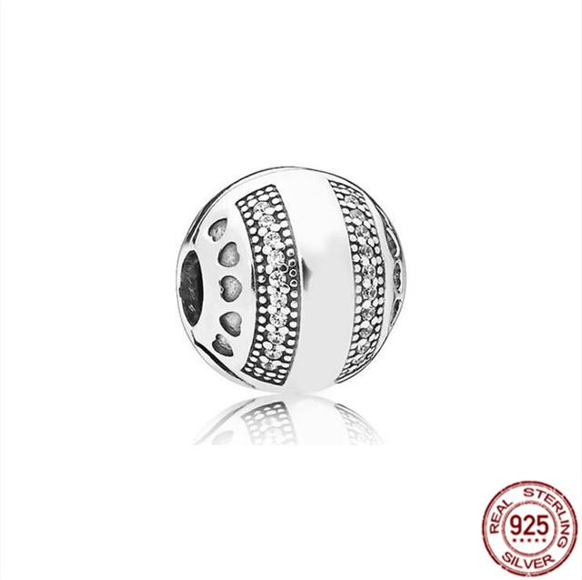 Стерлингового серебра 925 пробы, прозрачное Pav éClip, подвеска из бисера, подходит для милого модного браслета, ожерелье, модные украшения, подарок для женщин