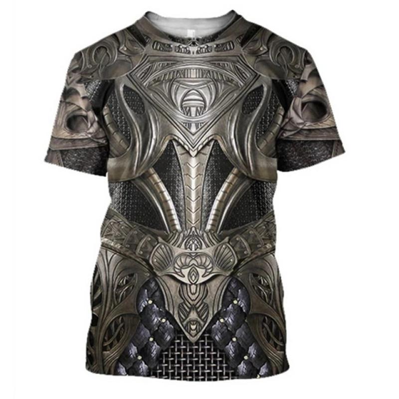 Medieval Armor 3D Printed Viking Cosplay Men's Summer Vintage Crewneck Short Sleeve Hip Hop Kids Street Funny Casual T-shirt Top