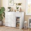 5-Drawer Storage Sideboard, Adjustable Shelf, Soft-Close Door, High-Gloss White