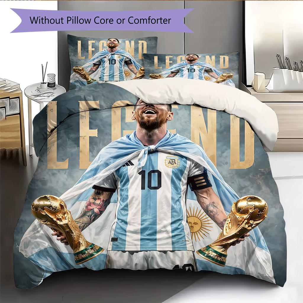 Lionel Messi Pattern Bedding Quilt Set Home Decoration Gift (1 * duvet cover + 2 * pillowcase without core)