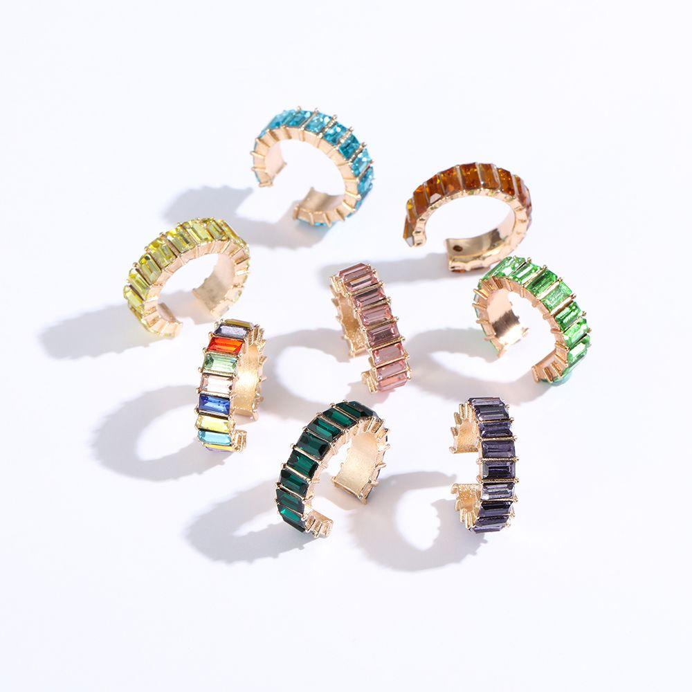 Rhinestone Dangle No Piercing Earrings CZ Cuff Earrings Statement C-shaped Cubic Zirconia Ear Cuff