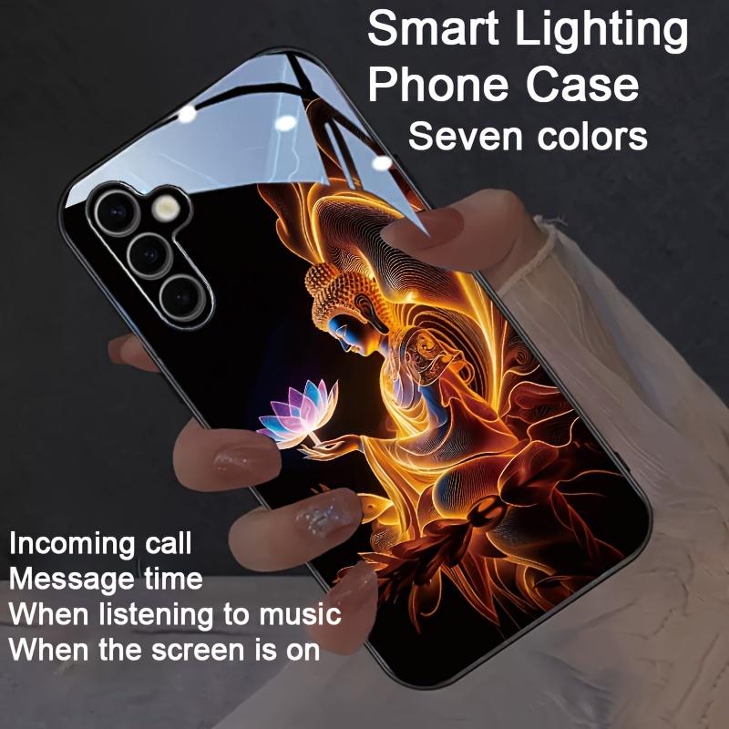 Цветной светящийся чехол для телефона с изображением Будды и лотоса для Samsung S26 S25 S24 S23 FE S22 S21 Ultra Plus Z Fold 7 6 5 Со светящейся LED подсветкой