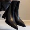 Супермягкая овчина~ остроносые французские тонкие ботинки 2025 осень и зима новые ботильоны Мартин на высоком каблуке темпераментные короткие ботинки женские