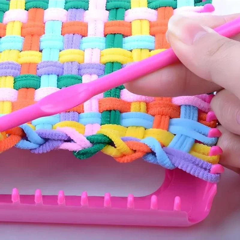 Latests Models DIY Handmade Multicolored Elastic Rope Coil Weaving Set Crochet String Tool Arts & Crafts Kit for Kids Gift