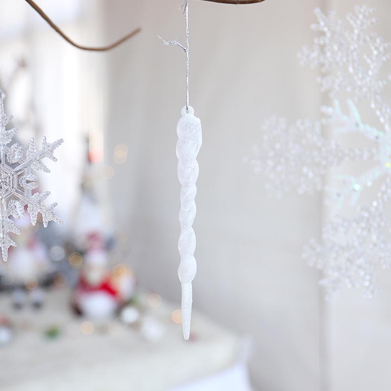 Снежинка Новогодняя елочная игрушка: Акриловая сосулька для праздничного украшения или свадебной инсталляции, прозрачно-белая