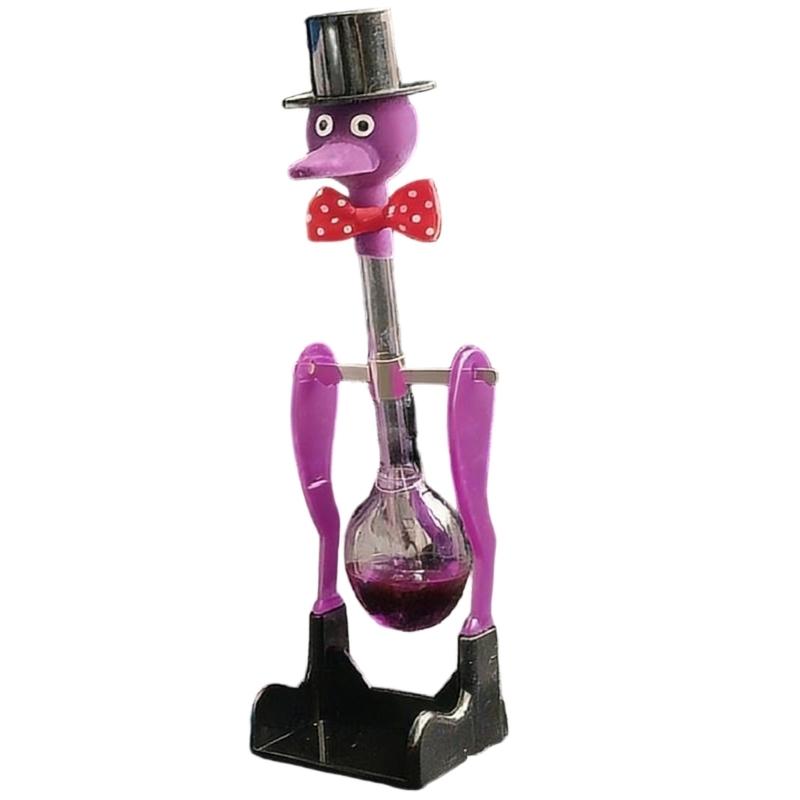 Perpetually Motion Bobbing Bird Ornament No-Stop Liquid Permanent Glass Duck Toy for Home Office Desktop Decoration