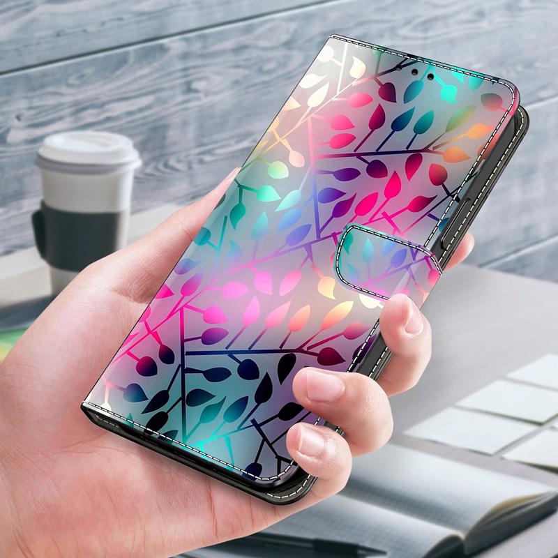 Кожаный чехол-книжка для IPhone 6 7 8 X XS XR 11 12 13 14 15 Mini Pro Max Цветочный узор Расписной Кошелек Телефон IPhone15 14 Plus