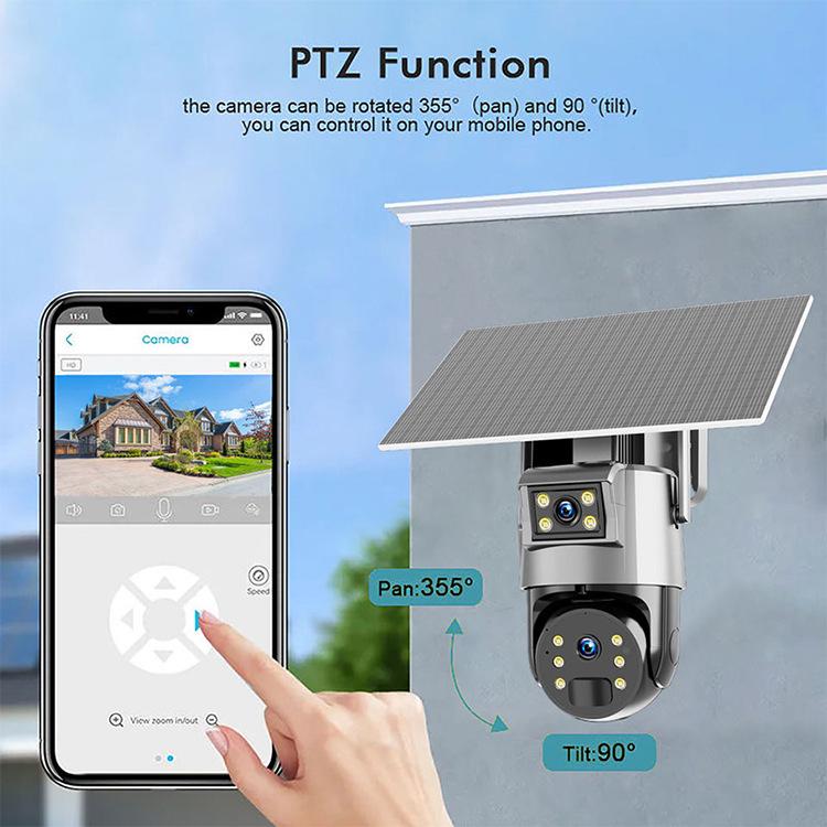 Dual-Lens Solar HD 4G Surveillance Camera with Full-Color Night Vision