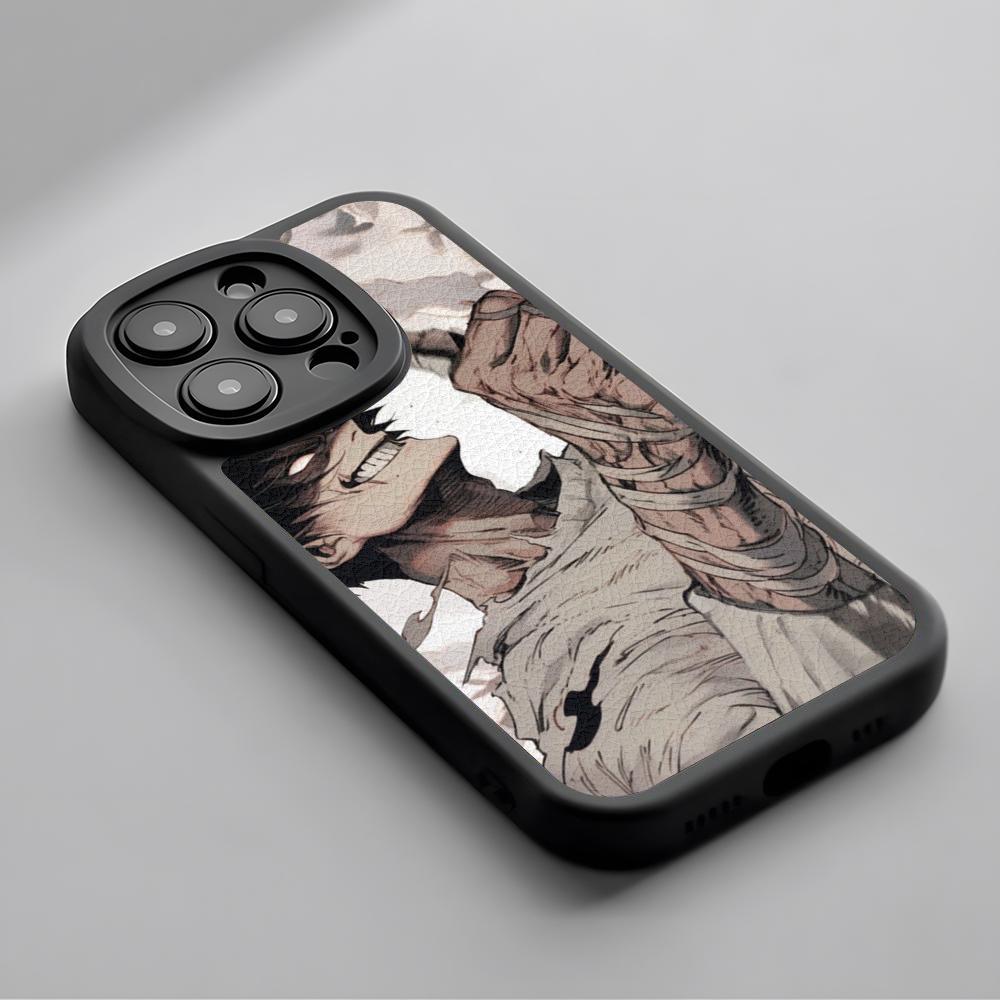 Супер крутой чехол для телефона с Тодзи Фусигуро из аниме для iPhone 16 15 14 13 12 11 Plus Pro Max Роскошный силиконовый чехол из натуральной кожи черный