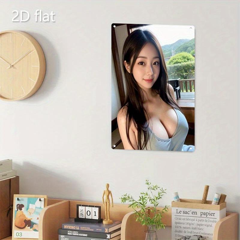 Винтажная металлическая табличка, деревенский ретро-постер с женским портретом, длинные темные волосы, домашний декор, настенное искусство