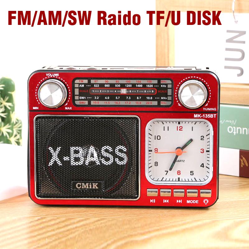 Новое портативное радио в стиле ретро с ручной настройкой, подсветкой и часами, USB-интерфейс, Bluetooth-радиоприемник, MP3-плеер