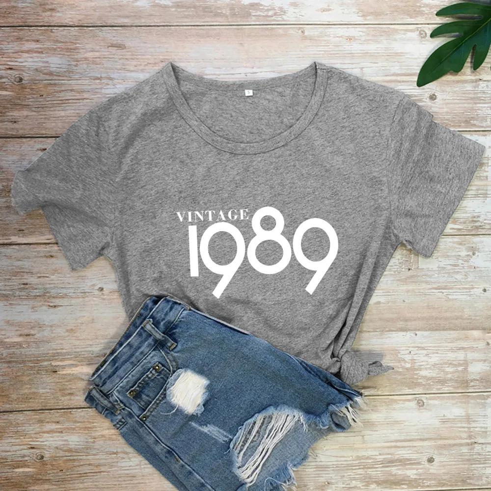 Винтажная женская футболка с буквенным принтом 1989 года, свободная женская футболка с коротким рукавом и круглым вырезом, женская футболка, одежда Camisetas Mujer