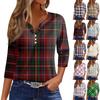 Women's T Shirt Tee Printed Button 3/4 Sleeve Tunic Daily Weekend Fashion Basic V- Neck Regular Top
