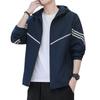 Jacket Spring and Autumn Youth Three-bar Sports Jacket Men's Breathable Top Loose Outdoor Windbreaker Hooded