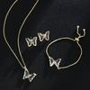 Butterfly Glass Material Romantic Jewelry Bracelet Necklace Earring Set for Women Wedding Dinner Dress Accessories