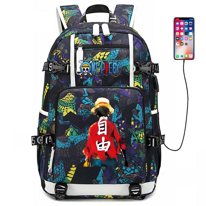 ONE PIECE Luffy School Bag Animation Peripheral Large Capacity Lightweight Backpack Junior High School Backpack Travel Bag