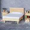 Delicate Clean No Burr Wood Doll House Double Bed for Decoration Double Miniature Bed