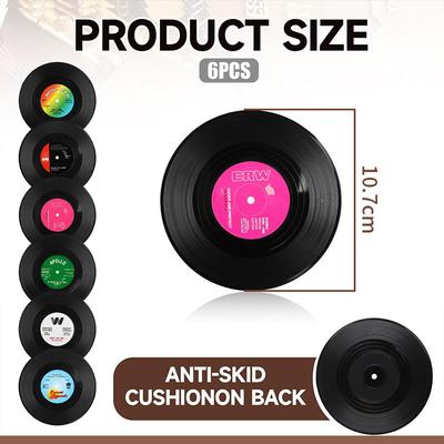 6 шт. подставок под виниловые пластинки, набор нескользящих подставок под напитки, подставки под ретро-проигрыватели для любителей музыки, украшение кухни