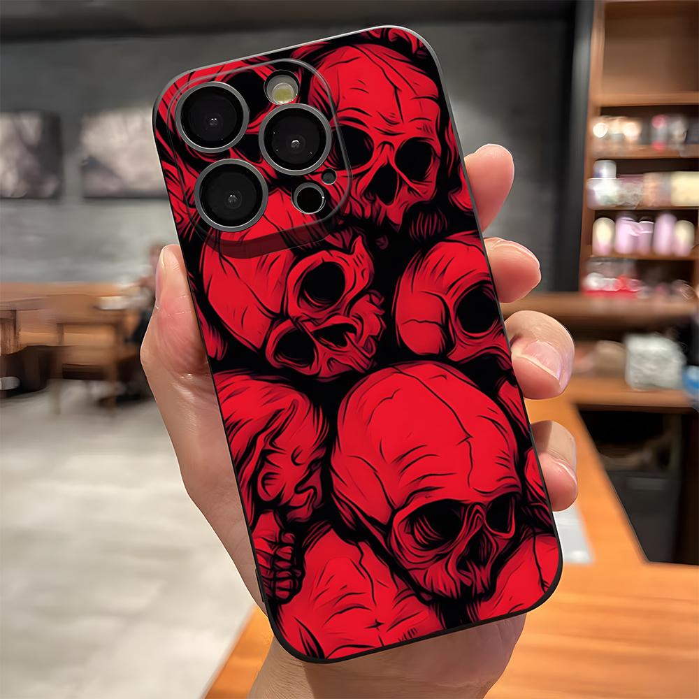 Чехол для телефона с узорами в стиле Хэллоуин (черепа) Для IPhone 17 Pro Max 15 Pro 16 14 Plus 12 13 Mini 11 Pro Ударопрочный Мягкий чехол