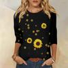 Women's Fashion Casual Printed 3/4 Raglan Sleeve Round Neck Top