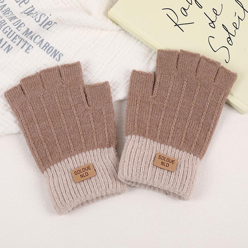 Женские вязаные перчатки без пальцев с сенсорным экраном в корейском стиле - Теплые, Нескользящие, Защищающие от холода для осени и зимы