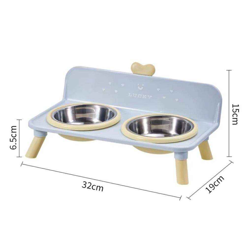 Anti-slip Pet High-foot Bowl Love-heart Double Bowl Cat Feeder Bowl  for Puppy and Cat