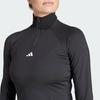 Adidas Женский топ Techfit Cold.Rdy с длинным рукавом и застежкой-молнией 1/4, черный, женская уличная одежда HY3215