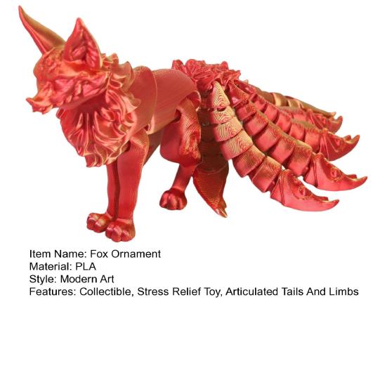 3D-печатная фигурка лисы с девятью хвостами и конечностями, фигурка животного, гибкая игрушка-фиджет для стола для снятия стресса