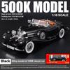 1/18 Ретро-автомобиль Benz 500K, Модель автомобиля из сплава, Имитация звука и света, Винтажный автомобиль, Детские игрушки, Коллекция подарков для мальчиков, Украшения