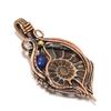 Ammonite Fossil & Lapis Lazuli 999 Copper Wire Wrapped Pendant, Handmade Gemstone Jewelry Pendant For Memorial Day