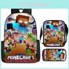 Cartoon Printed Minecraft Backpack Student Schoolbag Shoulder Bag Bag Pencil