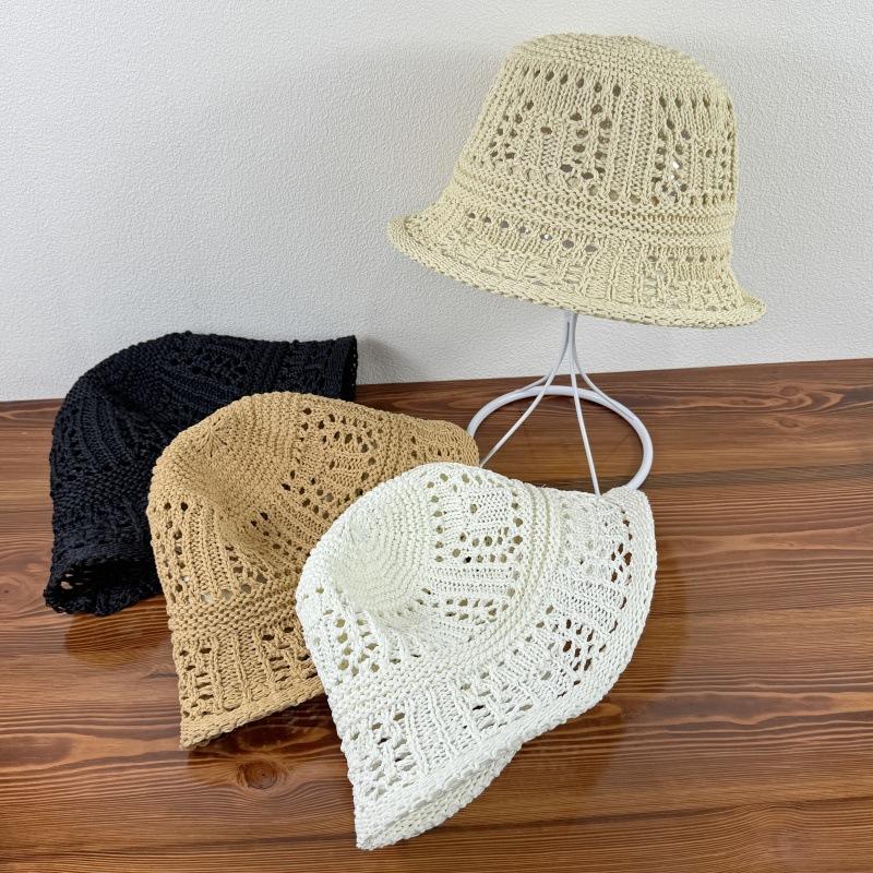 Женская соломенная шляпа, дышащая, с выемками, для летнего отдыха на море, защита от солнца и солнцезащитная шляпа, вязаная рыбацкая шляпа