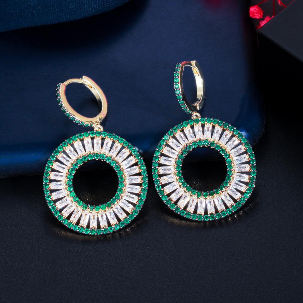 Ювелирные изделия в форме круга с блестящим цирконием CMM золотого цвета