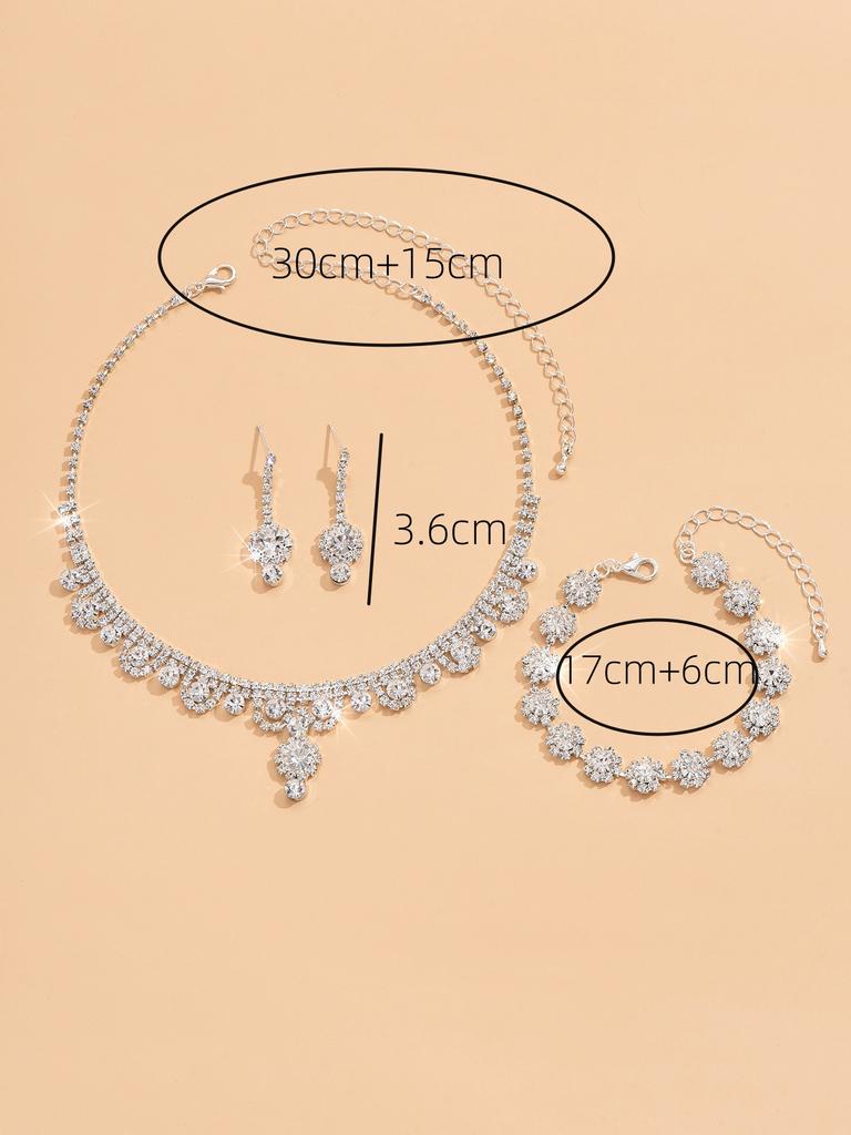4 шт. женский модный цирконовый набор страз женские серьги ожерелье браслет цирконовый набор свадебное платье банкетная вечеринка аксессуары