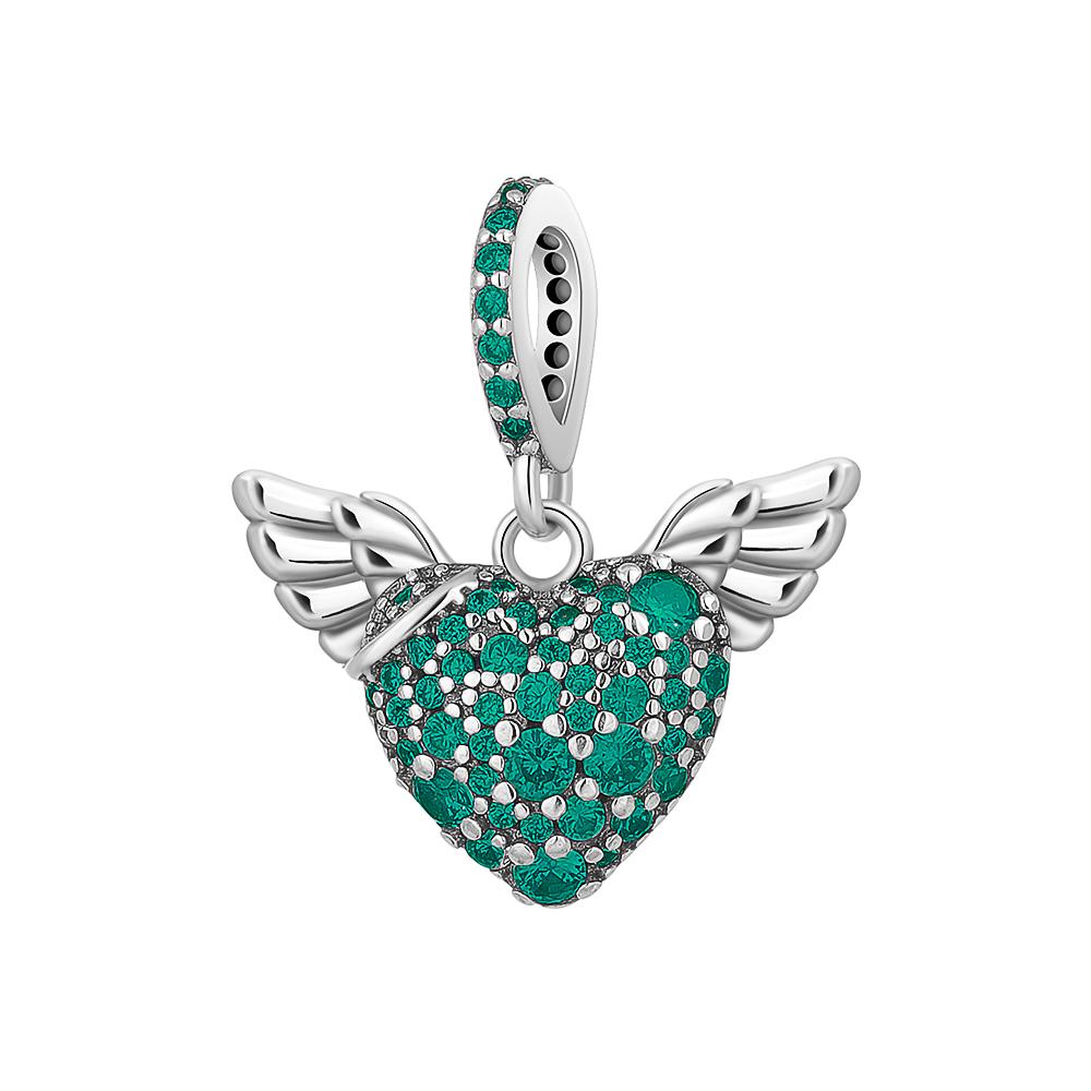 Серебро 925 пробы, Зеленый, Розовый, Синий, Бусина в форме сердца, Подвеска, Подходит для европейского браслета, Аксессуары для DIY, Тонкие ювелирные изделия