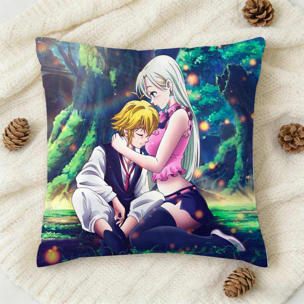 Anime TThe Seven Deadly Sins Doublesided Printed Square Decorative Cushion Cover for Sofa Living Room Home Decor