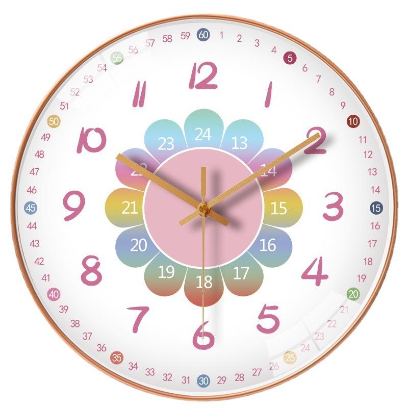 8-Inch 20Cm Clock Wall Clock Living Room Home Cartoon Creative Early Education Clock Wall Mute Quartz Clock
