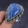 Natural Sodalite Gemstone Handmade 925 Sterling Silver Jewelry Ring Size 8 L8O52