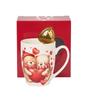 Charming Porcelain Mug with Infuser 360 - Teddy Bears with Hearts Valentine' Day Gift