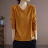 Женский топ с V-образным вырезом и длинными рукавами, женская однотонная футболка, уличная одежда