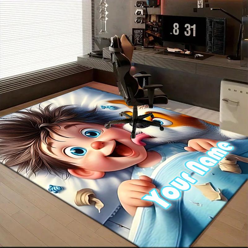 1PC Custom Name Dreamy Adventure Friends Theme Floor Mat Ideal for Living Room, Game Rooms, Office, Bedroom, Floor Mat Playful Design