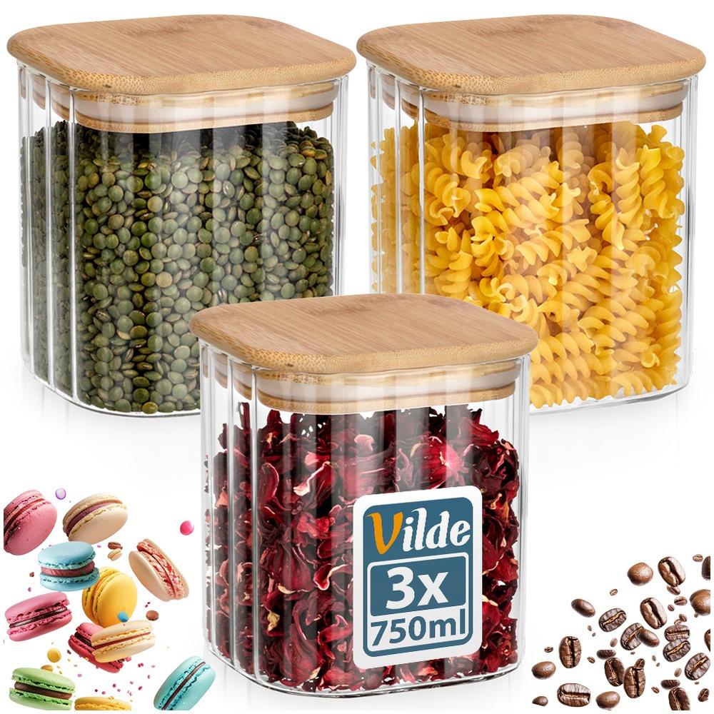 Glass Containers For Loose Products With Lid And Seal 750 Ml 3 Pcs.