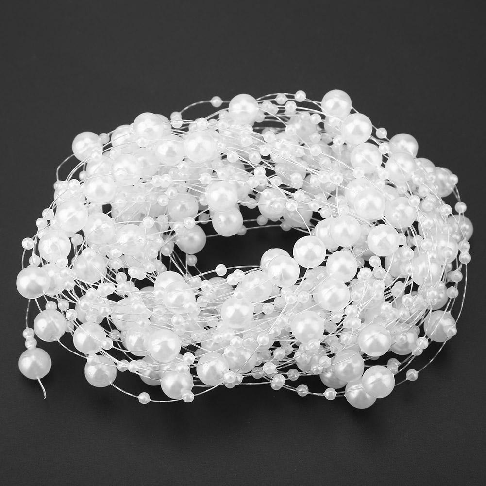 10M Fishing Thread Artificial Pearls Beads Chain DIY Wedding Party Decoration (white)