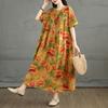 2025 Women Plus Size Vintage Dress New Loose Summer Short Sleeve Floral Dress Elegant Basic Casual Dress