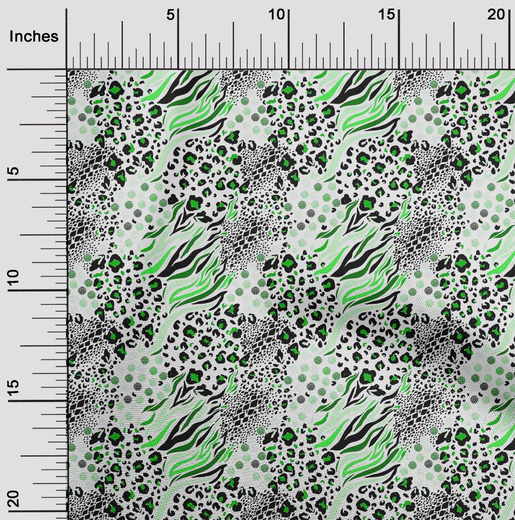 oneOone Cotton Poplin Green Fabric Animal Skin Dress Material Fabric Print Fabric By The Yard 42 Inch