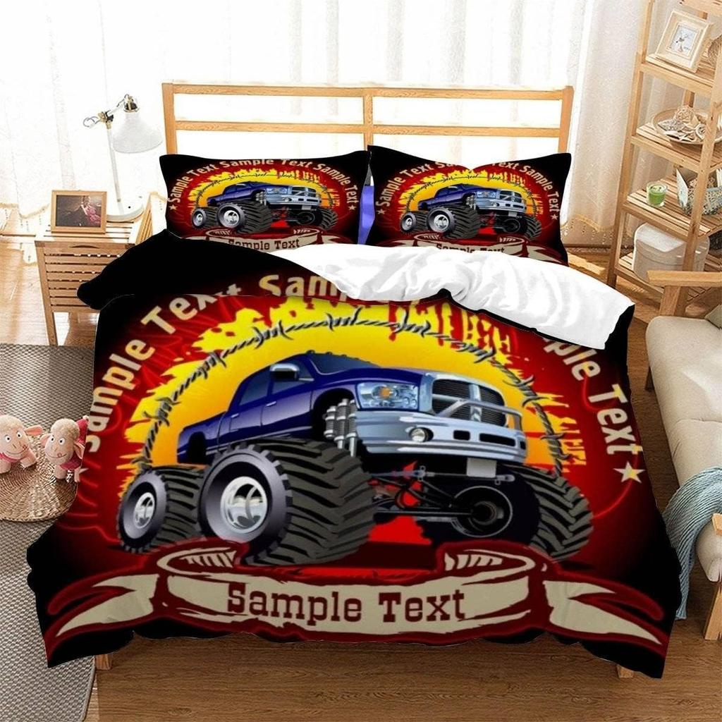 Постельное белье на гоночную тематику с 3D-принтом мультяшного монстр-трака, мягкое пуховое антиаллергенное пуховое пододеяльник, комплект постельного белья для взрослых, подростковое