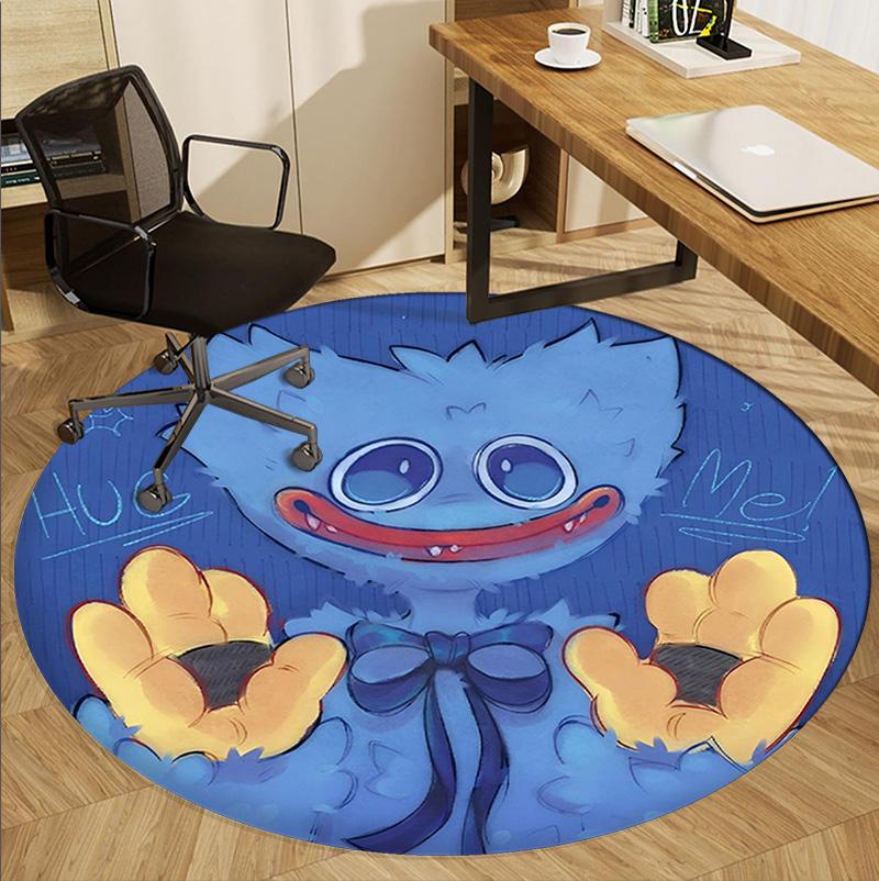 Huggy Wuggy Pattern Round Rug, Indoor/Outdoor Mat, for Picnic, Gameroom, Bedroom, Office, Living Room, Home Decor Carpet, Birthday Gift