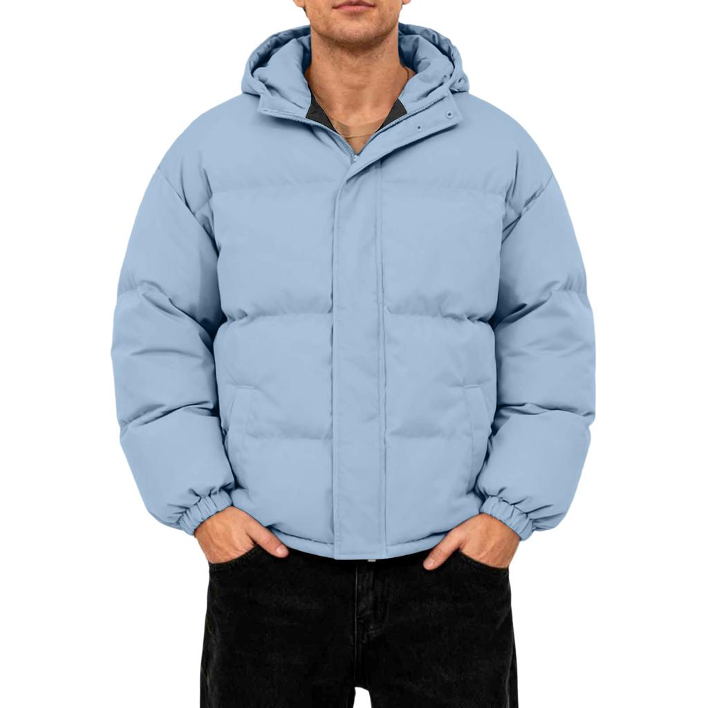 Men's Oversized Casual Down Jacket With Long Sleeves And Hood