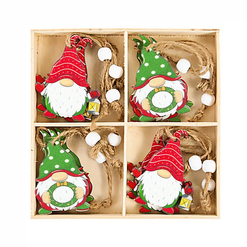 12Pcs Wooden Christmas Gnome Ornaments Xmas Tree Hanging Pendant 2025 Navidad Party Decoration for Home 2026 New Year Kids Gift