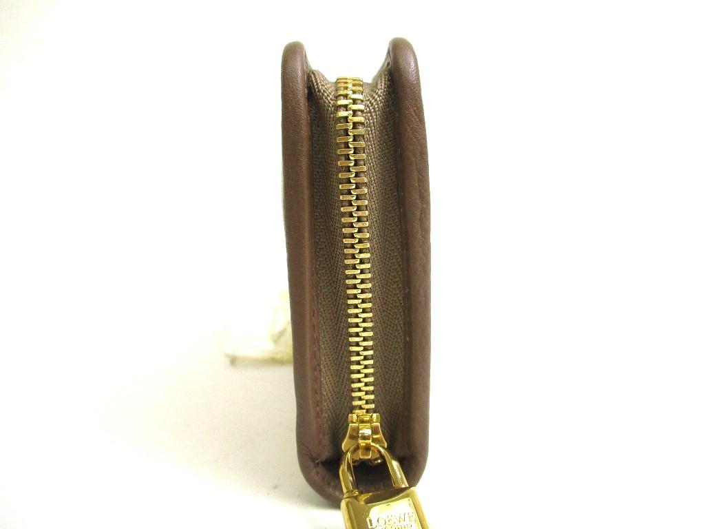 Оригинальный кошелек для монет LOEWE бежевого цвета хаки из кожи золотого цвета с круглой молнией #a545, восстановленный